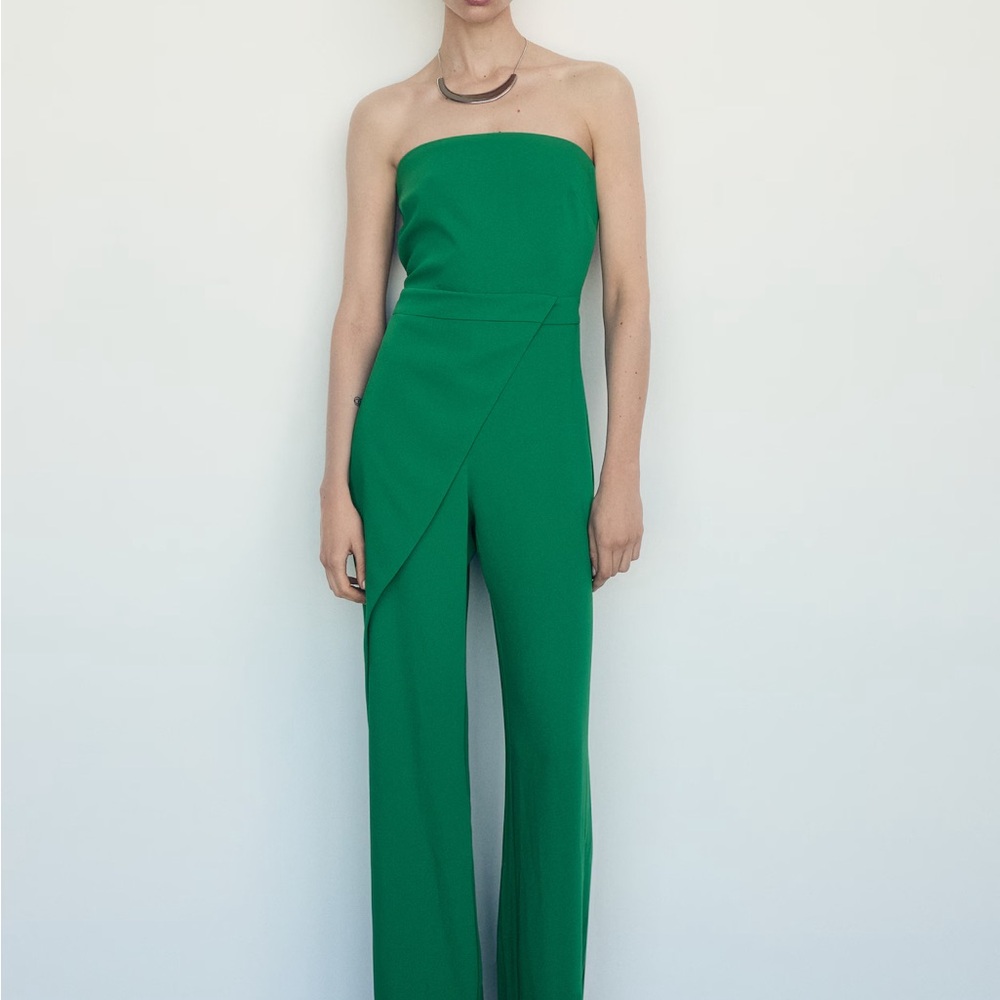 Mango Strapless Green Jumpsuit